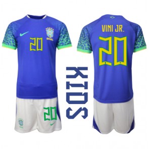 Brazílie Vinicius Junior #20 Dětské Venkovní dres komplet MS 2022 Krátký Rukáv (+ trenýrky)